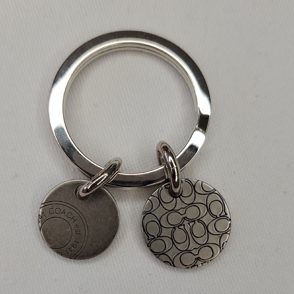 Coach Silver Tone Double Disc Keyring
